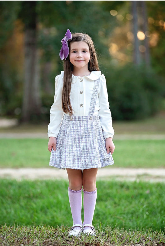 (2025 Winter uniforms) Purple Tweed Suspender Set