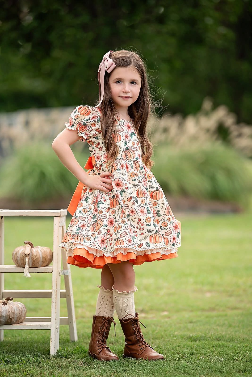 Extras (2025 Thanksgiving) Short Sleeve Thankful Dress
