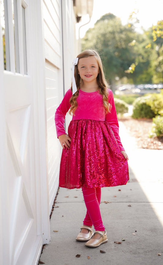 Extras (2025 Valentine Dresses) Hot Pink Sequin Dress