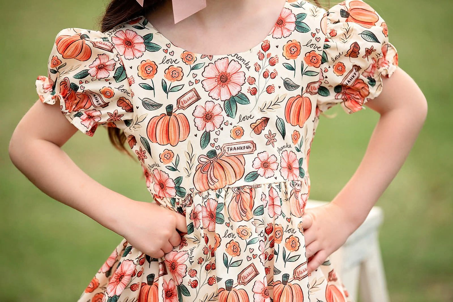Extras (2025 Thanksgiving) Short Sleeve Thankful Dress