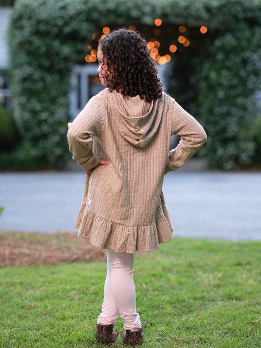 EXTRAS (2026 Cardigans) Tan Hooded Cardigan