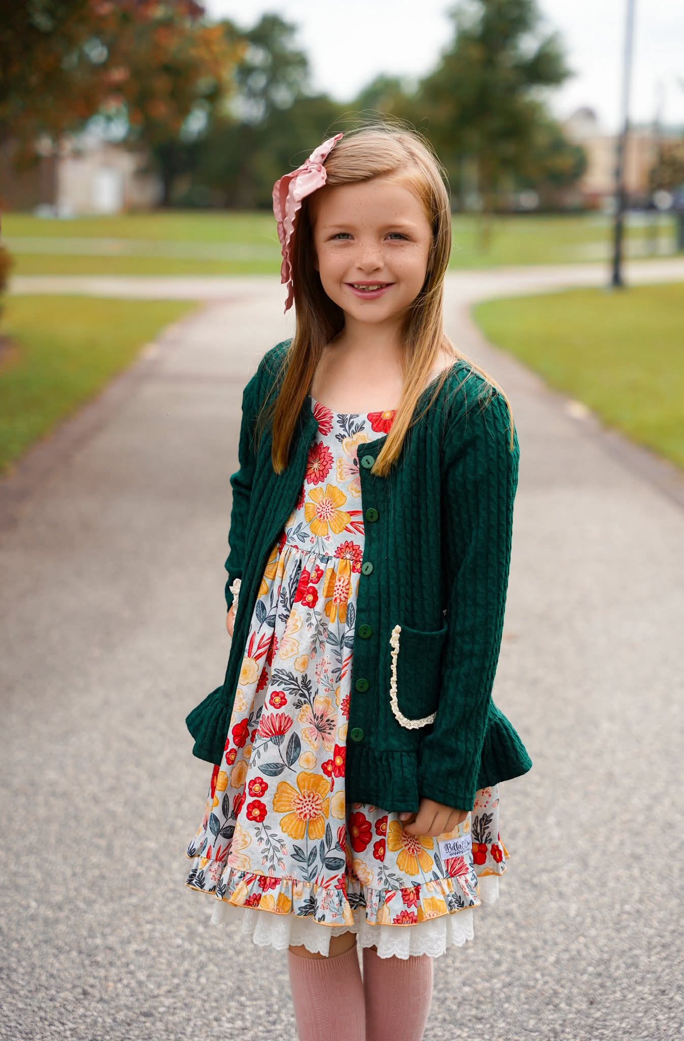 EXTRAS(2026 Cardigans) Green Pocket Cardigan