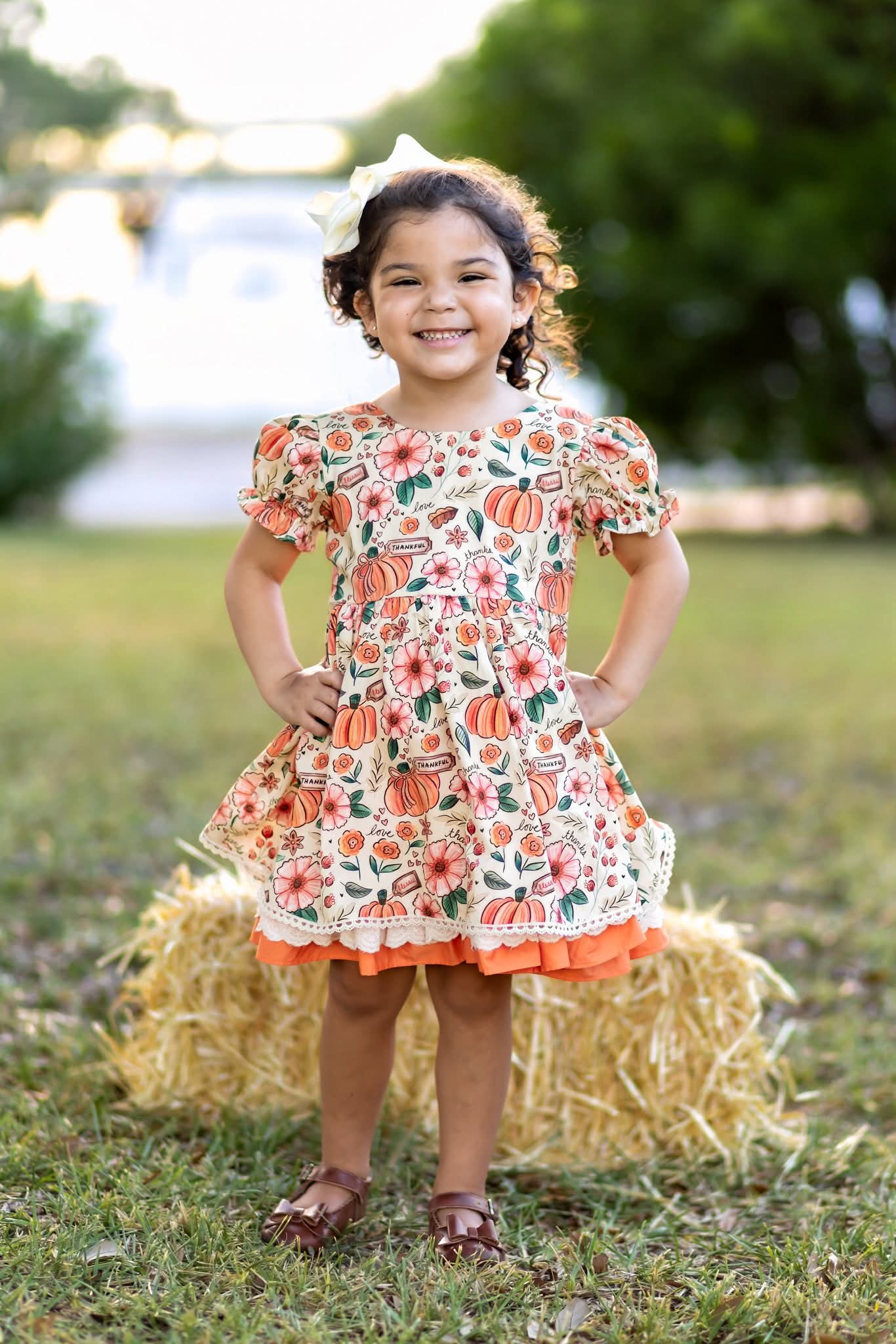 Extras (2025 Thanksgiving) Short Sleeve Thankful Dress