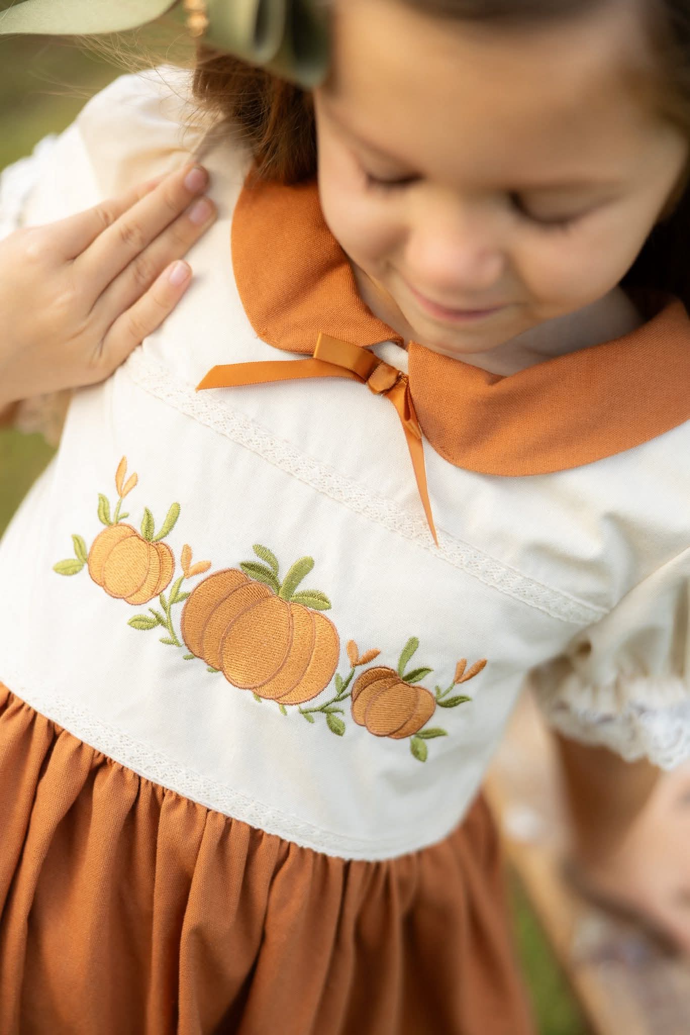 Extras (2025 Thanksgiving) Pumpkin Embroidered Dress