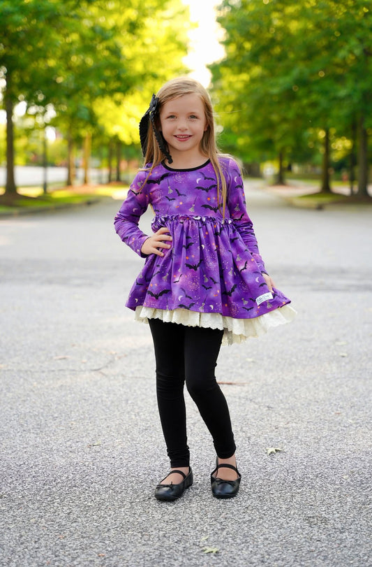Extras (2025 Halloween Bash) Long Sleeve Purple Bats