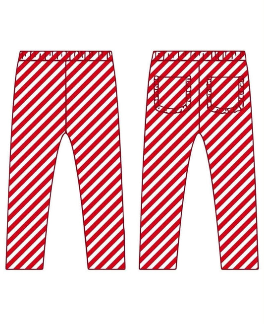 (2026 Santa & Helpers) Candy Cane Striped Leggings