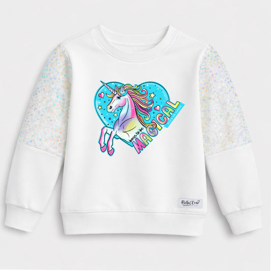(Custom Sweatshirts & Tees) White Sequin Girl Sweatshirt - MUST LEAVE NOTE FOR DESIGN