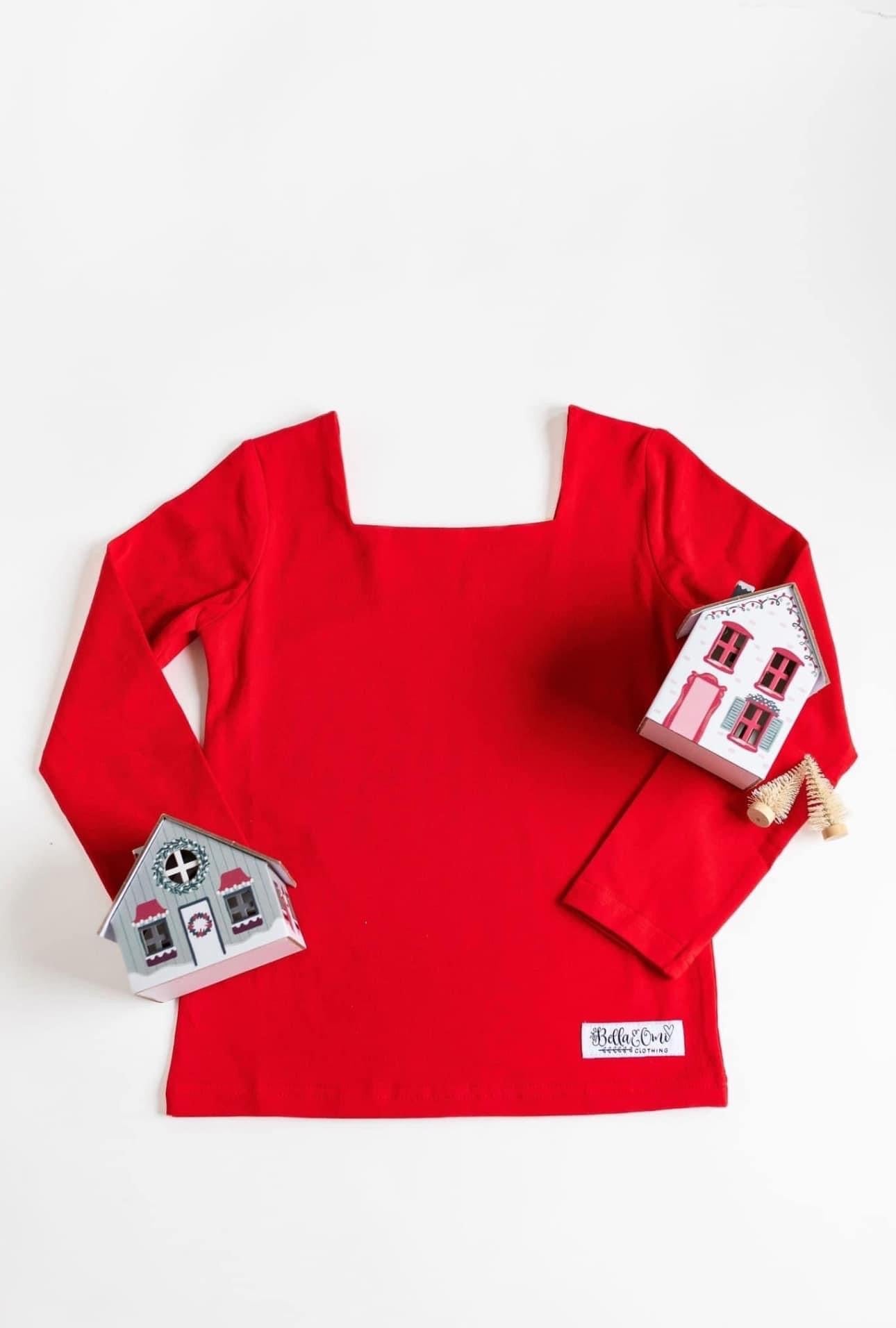 (2026 Layering Tops) Red Solid Layering Top