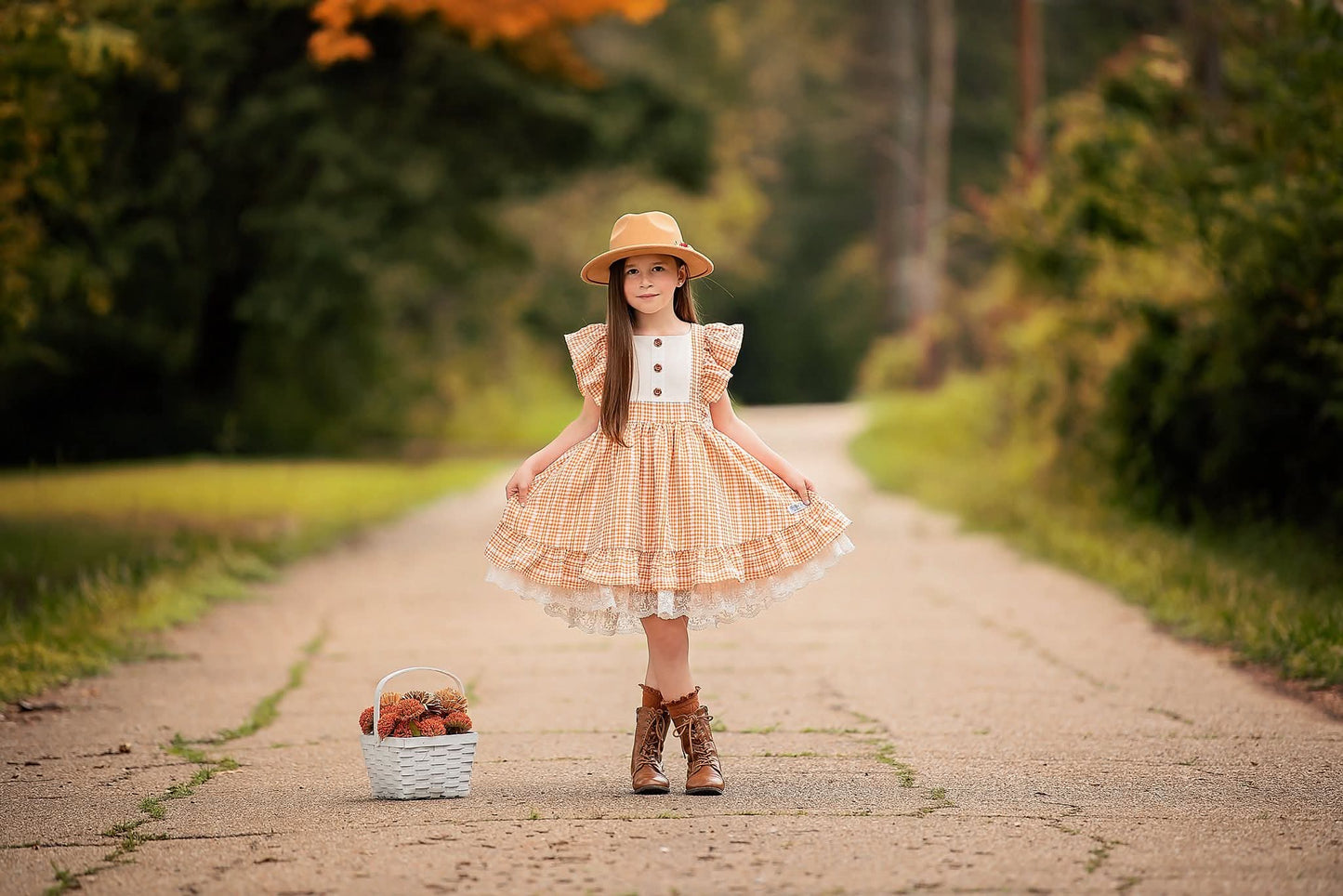 (2026 Fall Dresses) Orange Plaid Dress