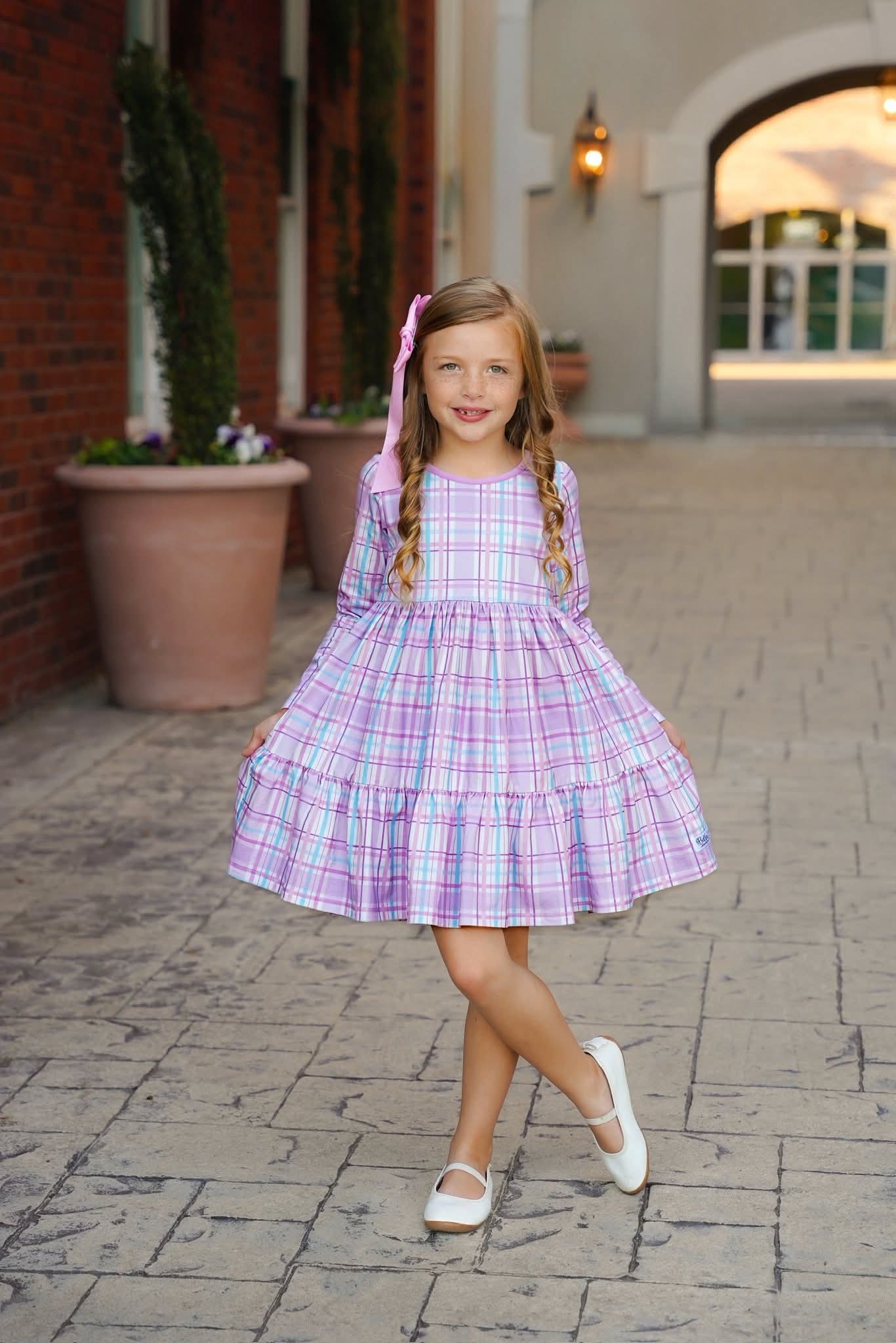 Extras (2025 Final Easter Collection) Long Sleeve Purple Plaid Twirl