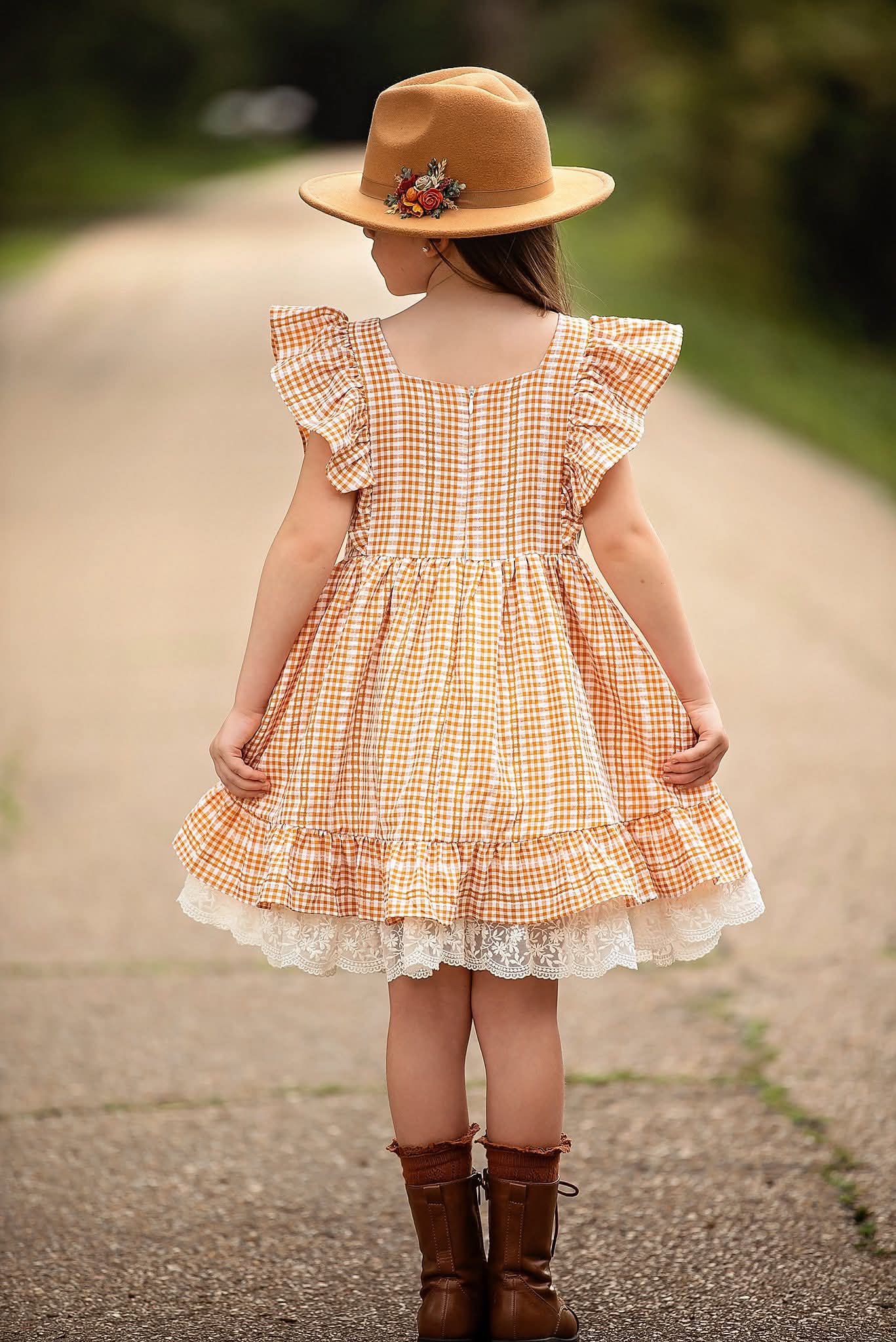 (2026 Fall Dresses) Orange Plaid Dress
