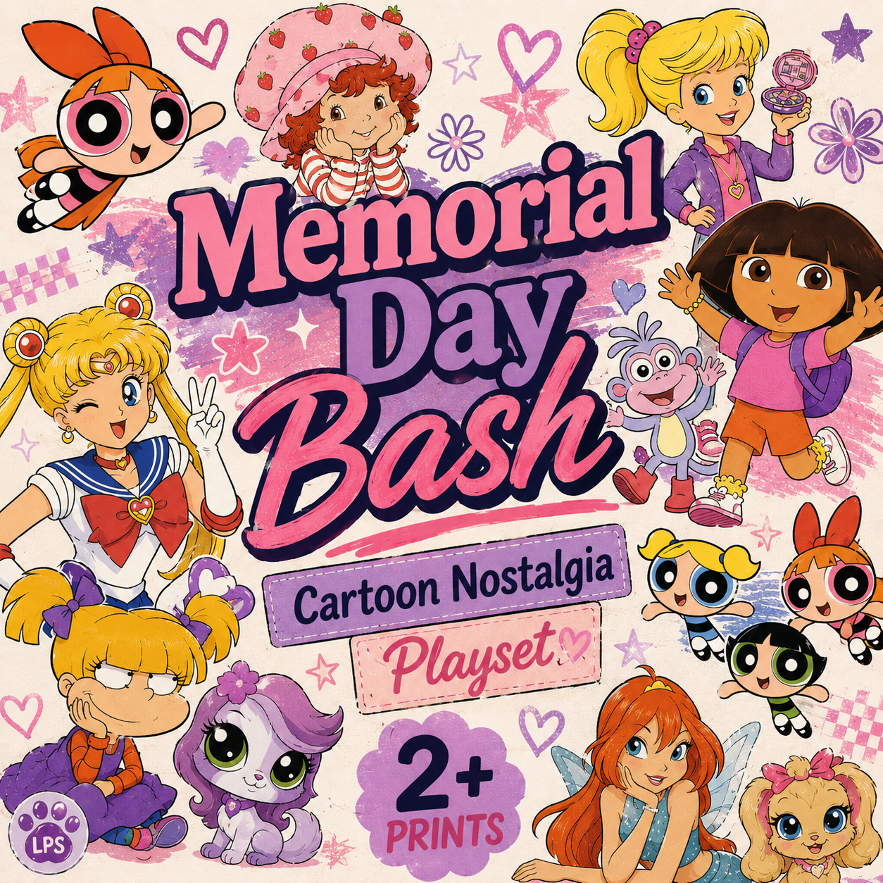 Extras (2026 Memorial Day Bash) Cartoon Nostalgia Playset (short sleeve and shorts)
